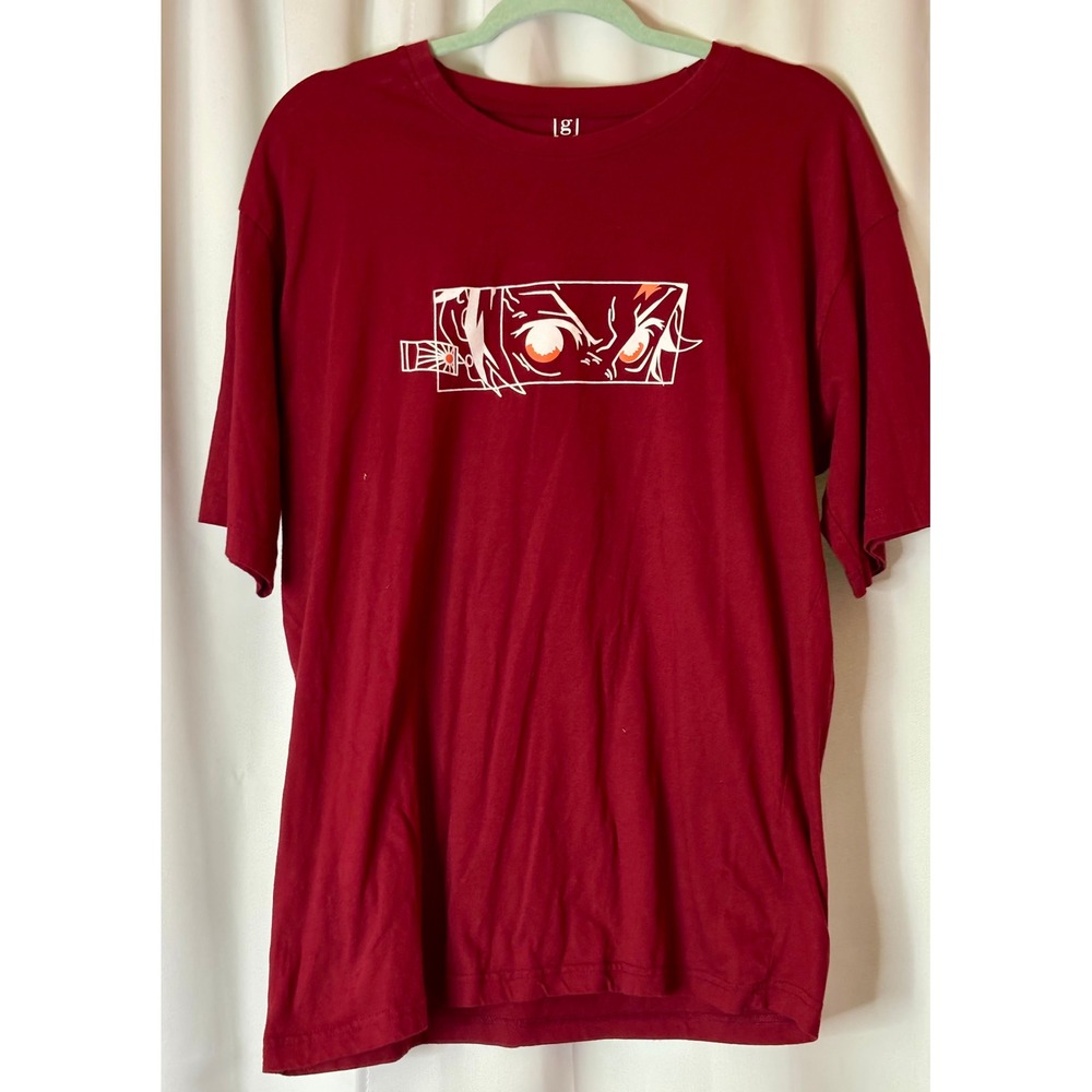 Demon Slayer Tanjiro Kamado Graphic T-Shirt Mens 2XL Burgundy Red Anime
